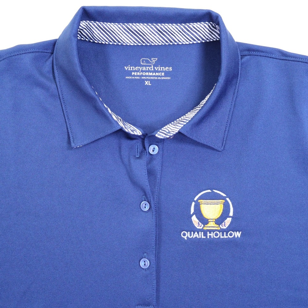 Vineyard Vines Performance Polo Shirt Womens XL Blue Quail Hollow Golf